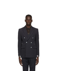 Burberry Navy Wool Double Breasted English Blazer