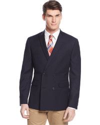 Bar III Slim Fit Navy Textured Double Breasted Sport Coat