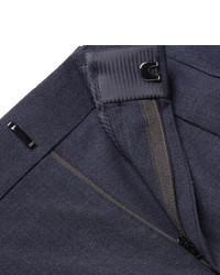 Tom Ford Blue Slim Fit Pleated Wool And Silk Blend Suit Trousers