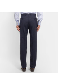 Tom Ford Blue Slim Fit Pleated Wool And Silk Blend Suit Trousers