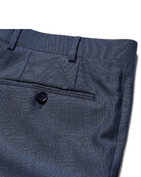 Canali Blue Slim Fit Water Resistant Birdseye Wool Suit Trousers