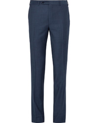 Canali Blue Slim Fit Water Resistant Birdseye Wool Suit Trousers