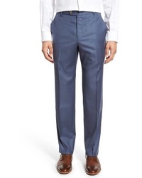 Hickey Freeman Flat Front Solid Wool Trousers