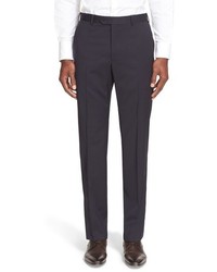 Armani Collezioni Flat Front Solid Wool Trousers