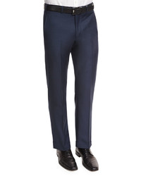 Armani Collezioni Flat Front Wool Trousers Navy