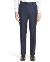 Armani Collezioni G Line Trim Fit Flat Front Solid Wool Trousers