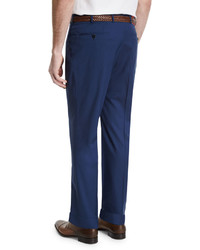 Isaia Gregory Flat Front Wool Blend Trousers