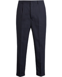 Ami High Waisted Turn Up Cropped Wool Trousers