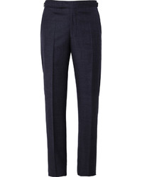 Richard James Navy Relaxed Fit Wool Suit Trousers