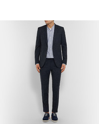 Paul Smith Navy Slim Fit Slub Stretch Wool And Cotton Blend Suit Trousers