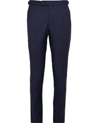 Hardy Amies Navy Slim Fit Wool And Mohair Blend Tuxedo Trousers
