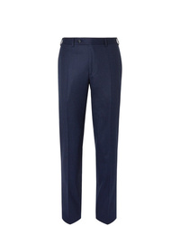 Canali Navy Super 120s Micro Checked Wool Suit Trousers