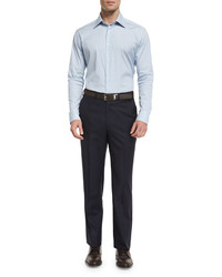 Brioni Phi Flat Front Wool Trousers Navy