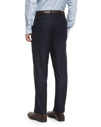 Brioni Phi Flat Front Wool Trousers Navy