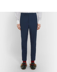 Gucci Slim Fit Velvet Trimmed Wool Trousers
