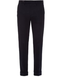 Gucci Straight Leg Flannel Wool Blend Trousers