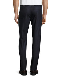 Luciano Barbera Wool Slim Trousers Navy