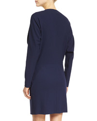 Ralph Lauren Collection Long Sleeve V Neck Dress Dark Navy