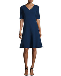 Lafayette 148 New York Mirasol Half Sleeve Seam Plus Sizeed A Line Wool Dress