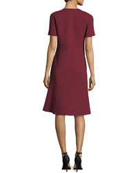 Lafayette 148 New York Sonya Short Sleeve Zip Front Wool Crepe Dress