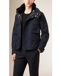 Burberry Cropped Wool Field Jacket With Detachable Warmer