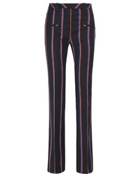 Altuzarra Serge Striped Wool And Cotton Blend Flared Pants Navy