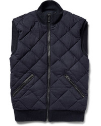 Michael Kors Michl Kors Leather Trimmed Quilted Stretch Wool Blend Gilet