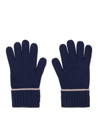 Burberry Navy Cashmere Logo And Kingdom Gloves