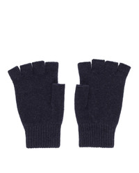 Paul Smith Navy Wool Fingerless Gloves
