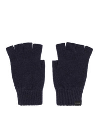 Paul Smith Navy Wool Fingerless Gloves