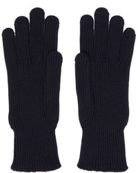 Moncler Navy Wool Logo Gloves