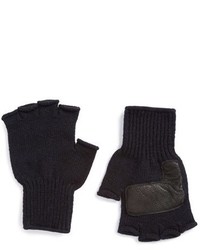 Upstate Stock Fingerless Wool Gloves With Deerskin Leather Palms