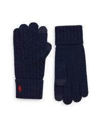 ZZDNU POLO Zzndu Polo Cable Merino Wool Blend Gloves In Newport Navy At Nordstrom