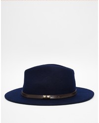 Reclaimed Vintage Fedora With Leather Detail