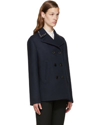 Valentino Navy Wool Rockstud Untitled Jacket