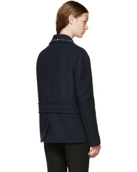 Valentino Navy Wool Rockstud Untitled Jacket
