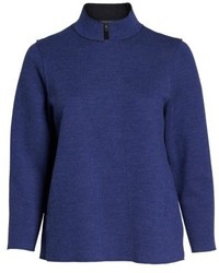 Eileen Fisher Plus Size Wool Blend Mandarin Collar Jacket