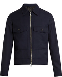 Ami Point Collar Zip Through Wool Jacket