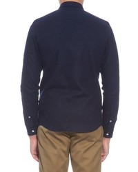 Ami Long Sleeved Cotton And Wool Blend Shirt