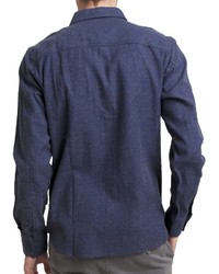 Micros Midnight Long Sleeve Speckled Flannel Shirt With Patch Pockets