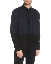 KARL LAGERFELD PARIS Regular Fit Colorblock Wool Blend Shirt