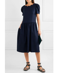 Comme Des Garcons Comme Des Garcons Scalloped Wool And Midi Dress