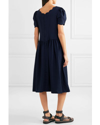 Comme Des Garcons Comme Des Garcons Scalloped Wool And Midi Dress