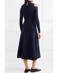 Gabriela Hearst Silveira Cold Shoulder Wool Blend Midi Dress