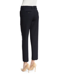 Armani Collezioni Slim Leg Stretch Wool Ankle Pants Navy Blue