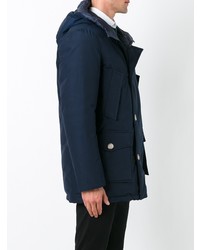 Woolrich Buttoned Hooded Coat Blue