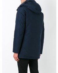 Woolrich Buttoned Hooded Coat Blue