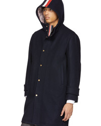 Thom Browne Navy Snap Front Hooded Parka