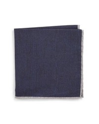 Eleventy Solid Wool Cotton Pocket Square
