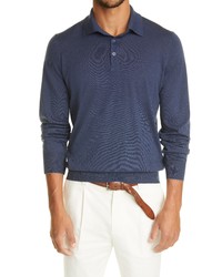 Brunello Cucinelli Long Sleeve Wool Cashmere Polo Shirt